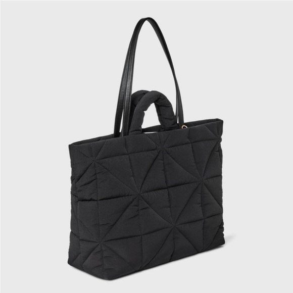 Black Quilted Tote Bag - Picture 3 of 6
